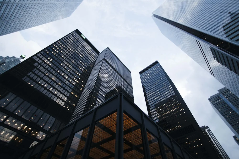 Modern corporate building representing digital transformation
